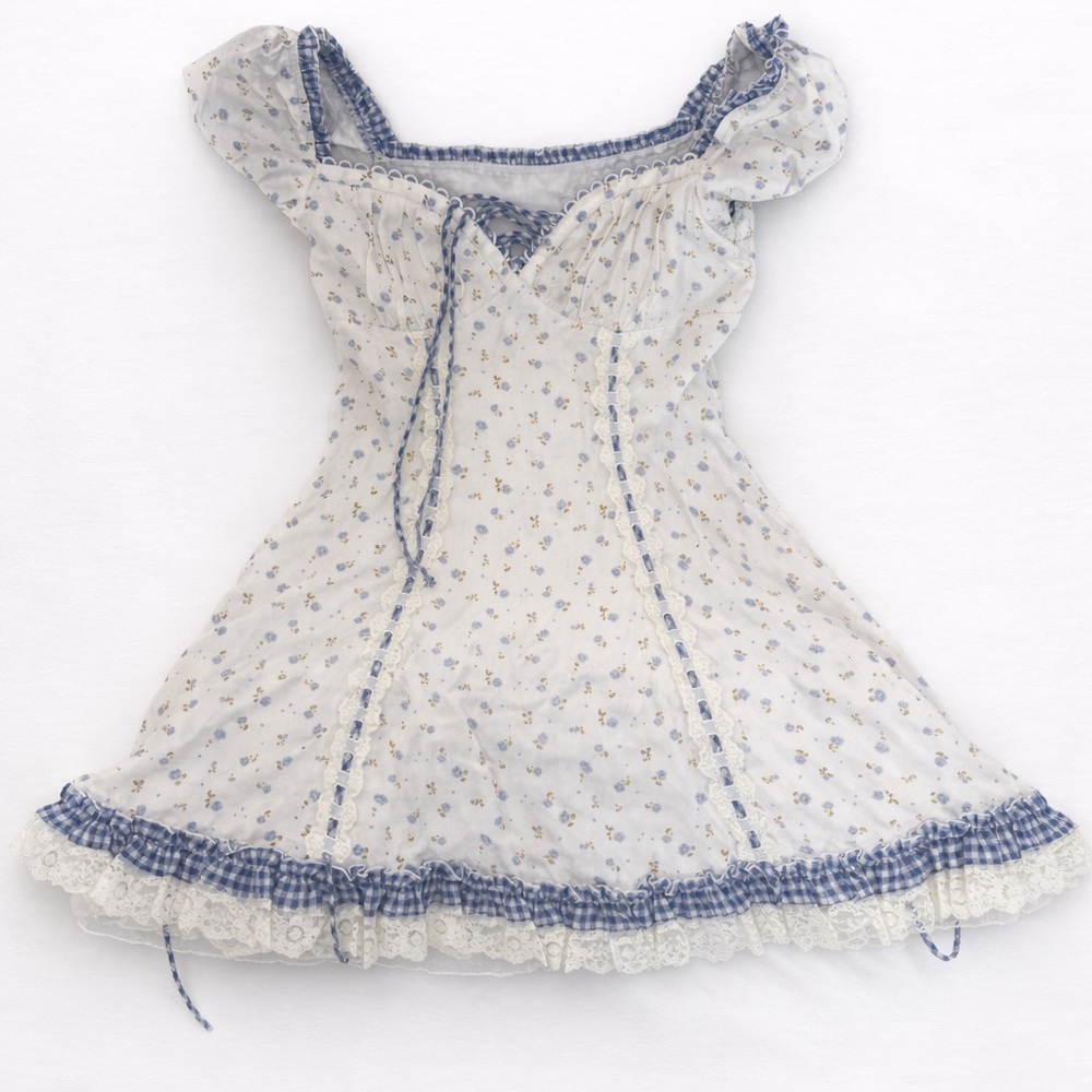 NWT Lacemade Floral Blue and White Dress